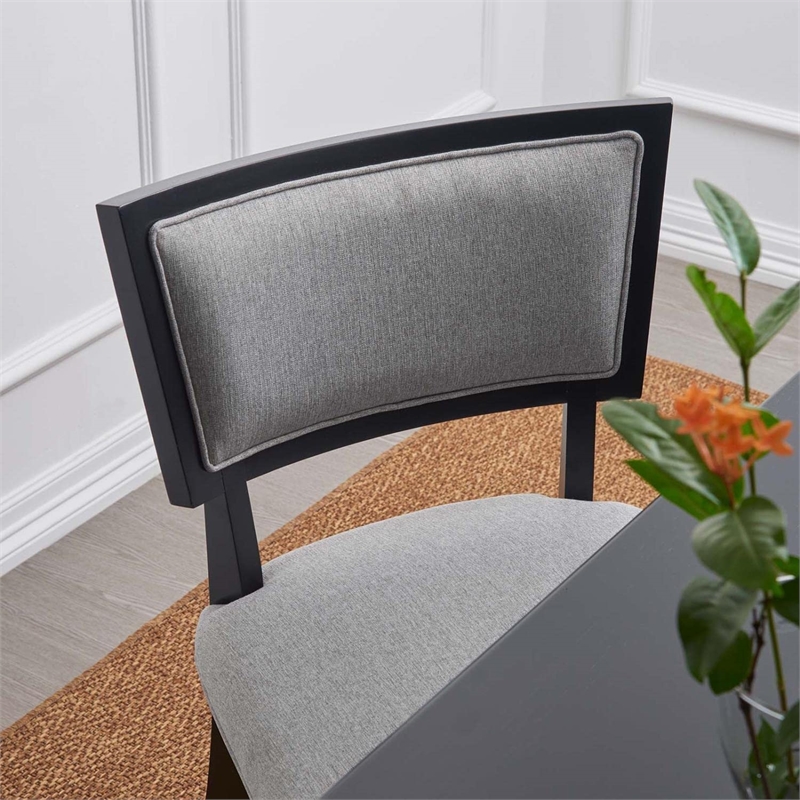 Modway Pristine Solid Wood and Fabric Dining Chairs in Light Gray (Set of 2)