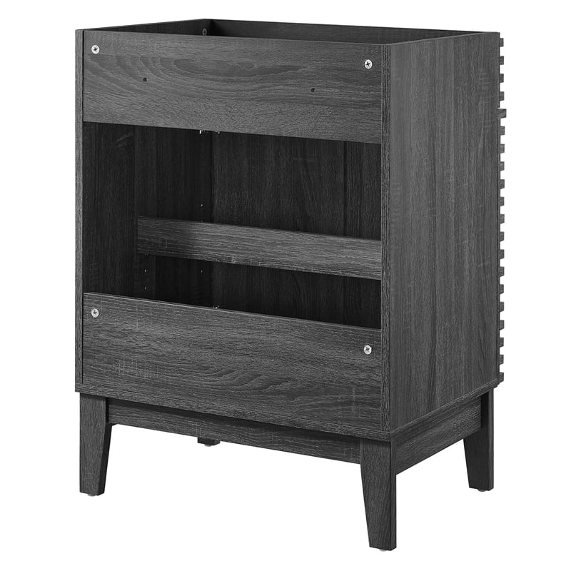 Modway Render Modern Style Wood Bathroom Vanity Cabinet in Charcoal