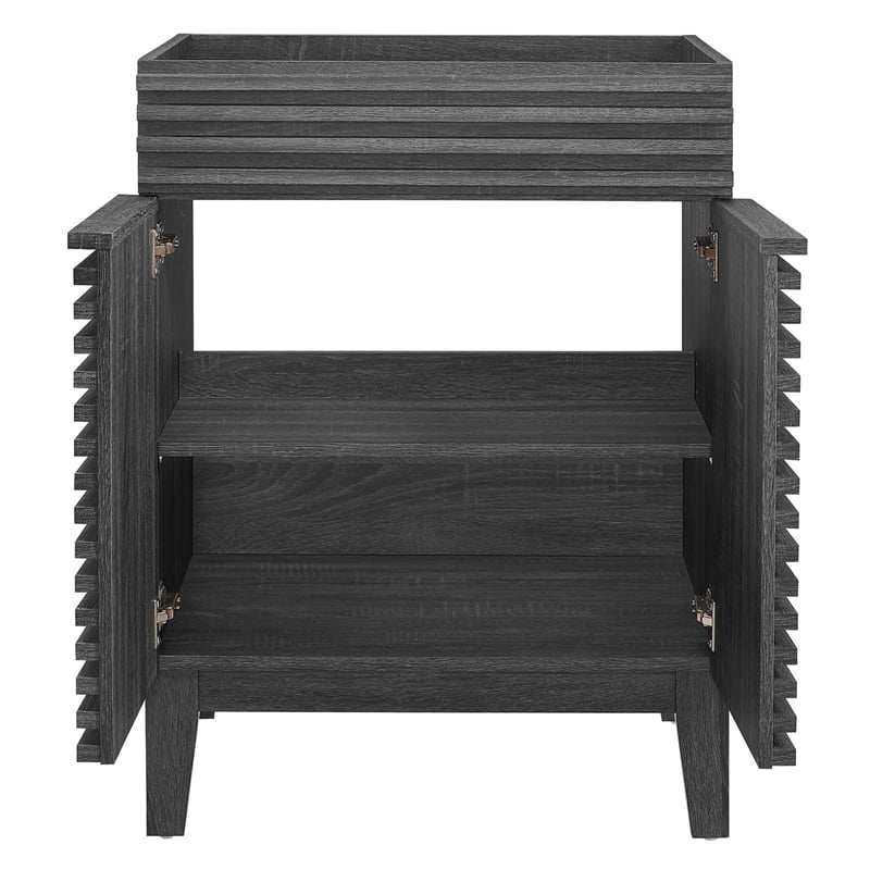 Modway Render Modern Style Wood Bathroom Vanity Cabinet in Charcoal