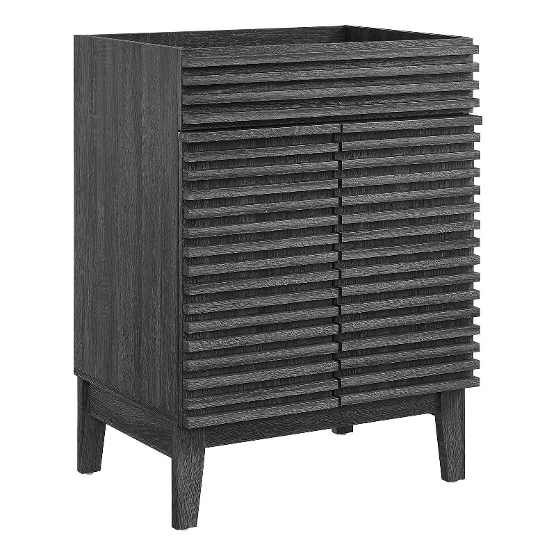 Modway Render Modern Style Wood Bathroom Vanity Cabinet in Charcoal