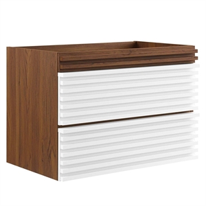 Modway Render 29&quot MDF Wood Wall-Mount Bathroom Vanity Cabinet in White/Walnut