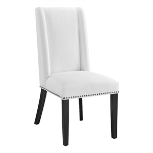 modway baron solid wood and polyester fabric dining chair in white