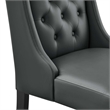 Modway Baronet Solid Wood and Button Tufted Vegan Leather Dining Chair in Gray