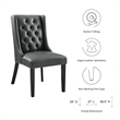 Modway Baronet Solid Wood and Button Tufted Vegan Leather Dining Chair in Gray