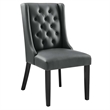 Modway Baronet Solid Wood and Button Tufted Vegan Leather Dining Chair in Gray