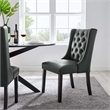 Modway Baronet Solid Wood and Button Tufted Vegan Leather Dining Chair in Gray