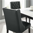 Modway Baronet Solid Wood and Button Tufted Vegan Leather Dining Chair in Gray