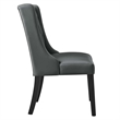 Modway Baronet Solid Wood and Button Tufted Vegan Leather Dining Chair in Gray