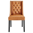 Modway Baronet Solid Wood and Button Tufted Vegan Leather Dining Chair in Tan