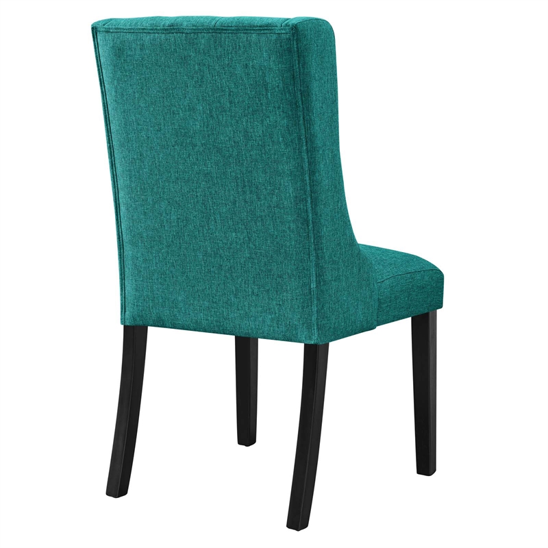 Modway Baronet Solid Wood and Button Tufted Fabric Dining Chair in Teal Blue