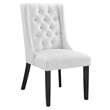 Modway Baronet Solid Wood and Button Tufted Fabric Dining Chair in White