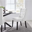 Modway Baronet Solid Wood and Button Tufted Fabric Dining Chair in White