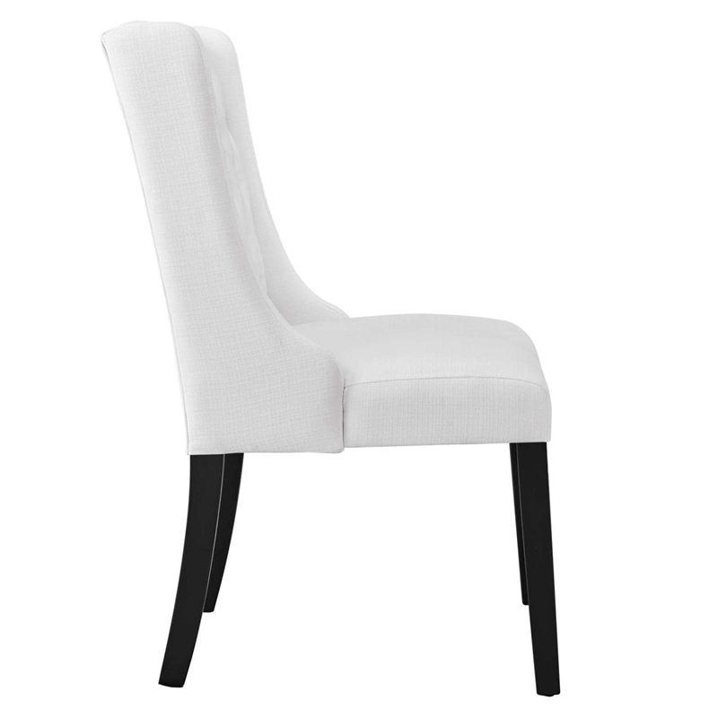 Modway Baronet Solid Wood and Button Tufted Fabric Dining Chair in White