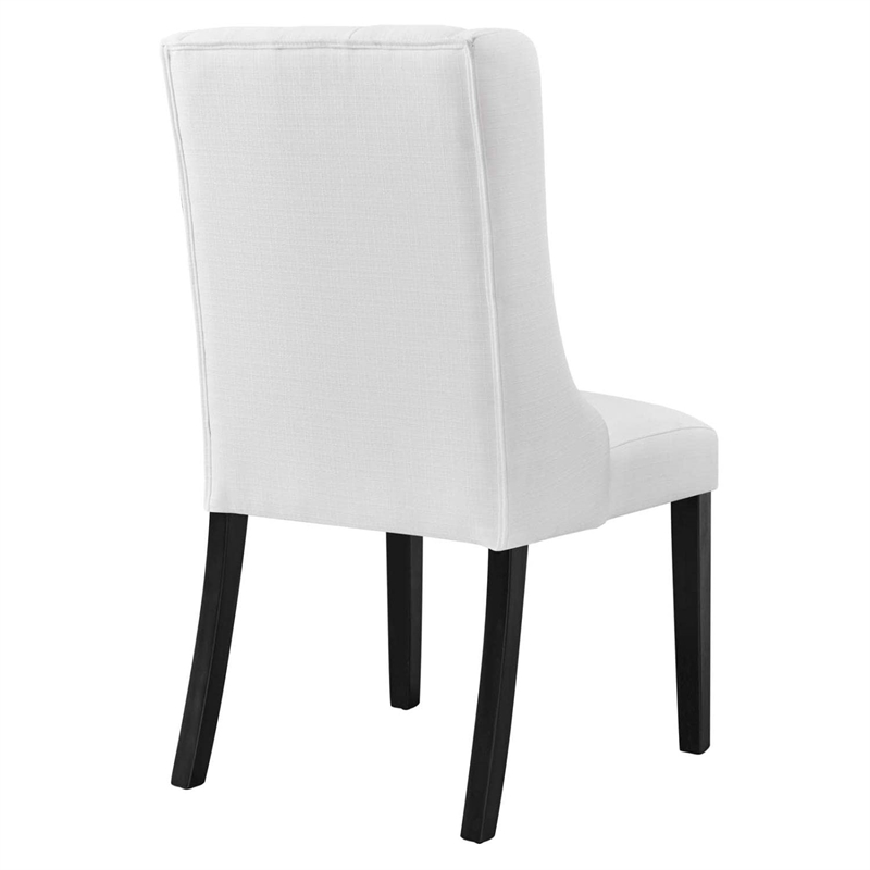Modway Baronet Solid Wood and Button Tufted Fabric Dining Chair in White