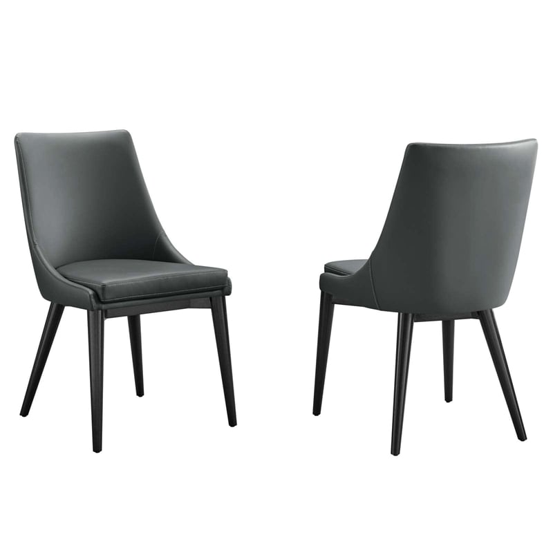 Modway Viscount Vinyl and Steel Dining Side Chairs in Gray (Set of 2)