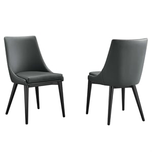 Modway Viscount Vinyl and Steel Dining Side Chairs in Gray (Set of 2)