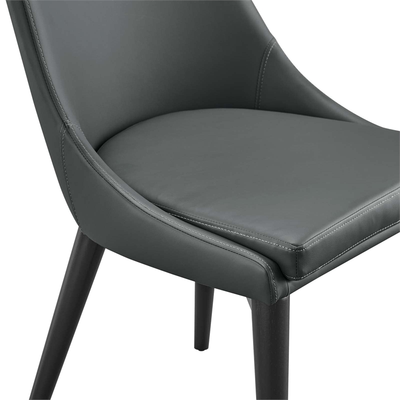 Modway Viscount Vinyl and Steel Dining Side Chairs in Gray (Set of 2)