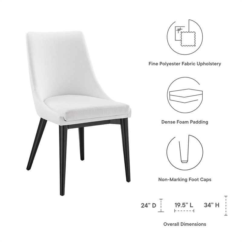 Modway Viscount Polyester Fabric Dining Side Chairs in White (Set of 2)