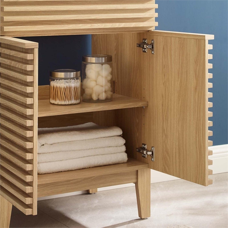 Modway Render Modern Style Wood Bathroom Vanity Cabinet in Oak