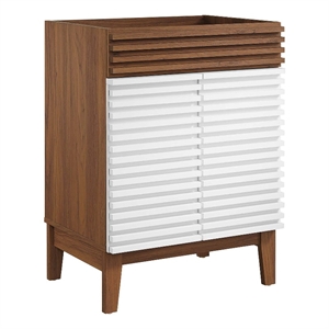 Modway Render Modern Style Wood Bathroom Vanity Cabinet in White/Walnut