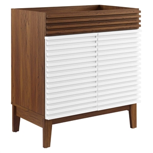 Modway Render 30&quot Particleboard Laminate Bathroom Vanity Cabinet in White/Walnut