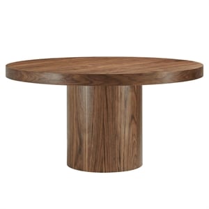 Modway Gratify 59&quot Round MDF Wood Dining Table in Walnut Finish