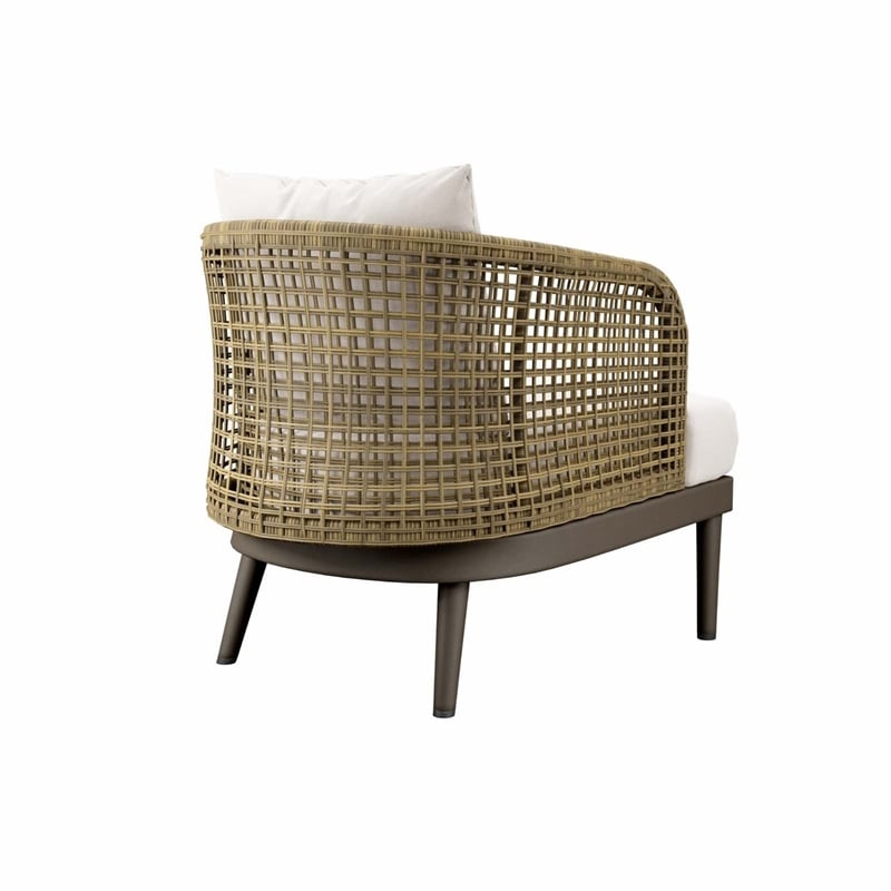 Modway Meadow Wicker Rattan and Metal Outdoor Armchair in Natural/White