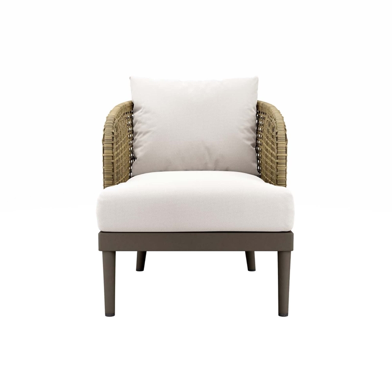 Modway Meadow Wicker Rattan and Metal Outdoor Armchair in Natural/White