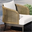 Modway Meadow Wicker Rattan and Metal Outdoor Armchair in Natural/White
