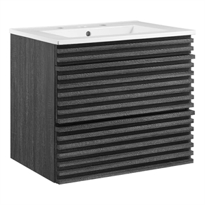 Modway Render 24.5&quot MDF Wood Wall-Mount Bathroom Vanity in Charcoal/White