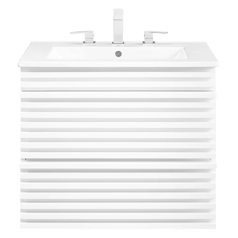 modway render 24.5&quot mdf wood wall-mount bathroom vanity in white