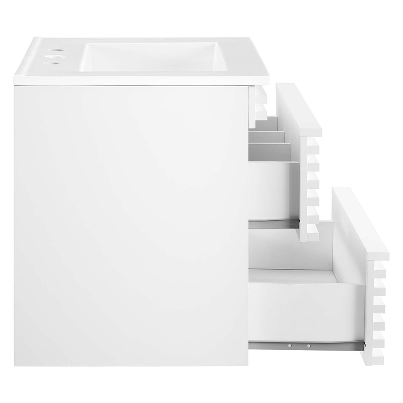 modway render 24.5&quot mdf wood wall-mount bathroom vanity in white