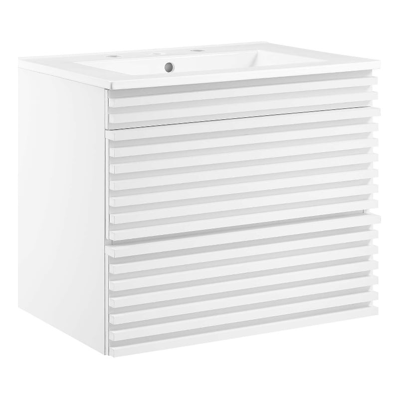 Modway Render 24.5&quot MDF Wood Wall-Mount Bathroom Vanity in White