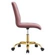 Modway Prim Metal and Performance Velvet Office Armless Chair in Gold/Dusty Rose