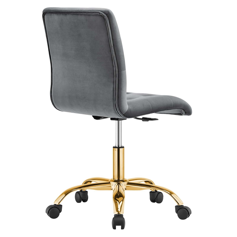 Modway Prim Metal and Performance Velvet Office Armless Chair in Gold/Gray