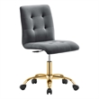 Modway Prim Metal and Performance Velvet Office Armless Chair in Gold/Gray