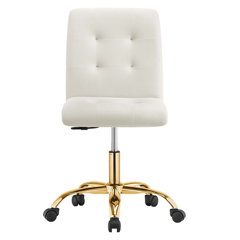 Modway Prim Metal and Performance Velvet Office Armless Chair in Gold/Ivory