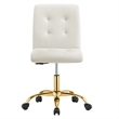 Modway Prim Metal and Performance Velvet Office Armless Chair in Gold/Ivory
