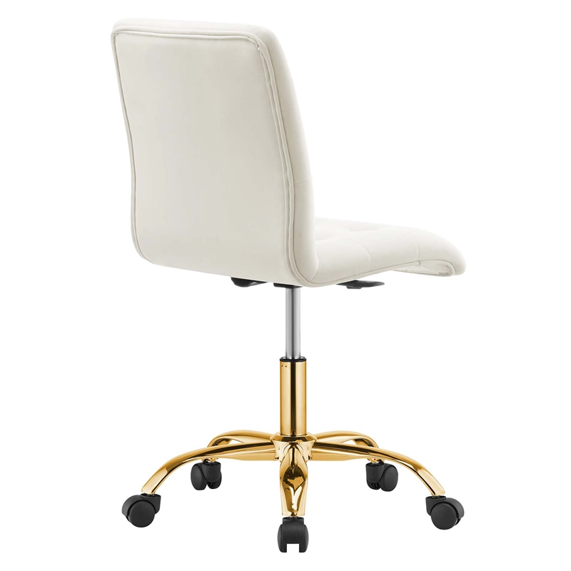 Modway Prim Metal and Performance Velvet Office Armless Chair in Gold/Ivory