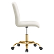 Modway Prim Metal and Performance Velvet Office Armless Chair in Gold/Ivory