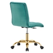 Modway Prim Metal and Performance Velvet Office Armless Chair in Gold/Teal