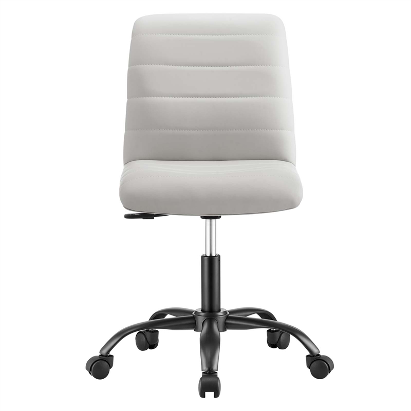 Modway Ripple Vegan Leather and Metal Office Armless Chair in Black/Light Gray
