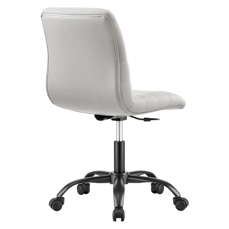 Modway Ripple Vegan Leather and Metal Office Armless Chair in Black/Light Gray