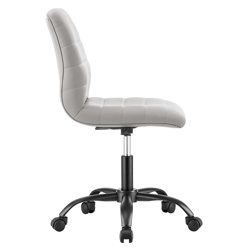 Modway Ripple Vegan Leather and Metal Office Armless Chair in Black/Light Gray