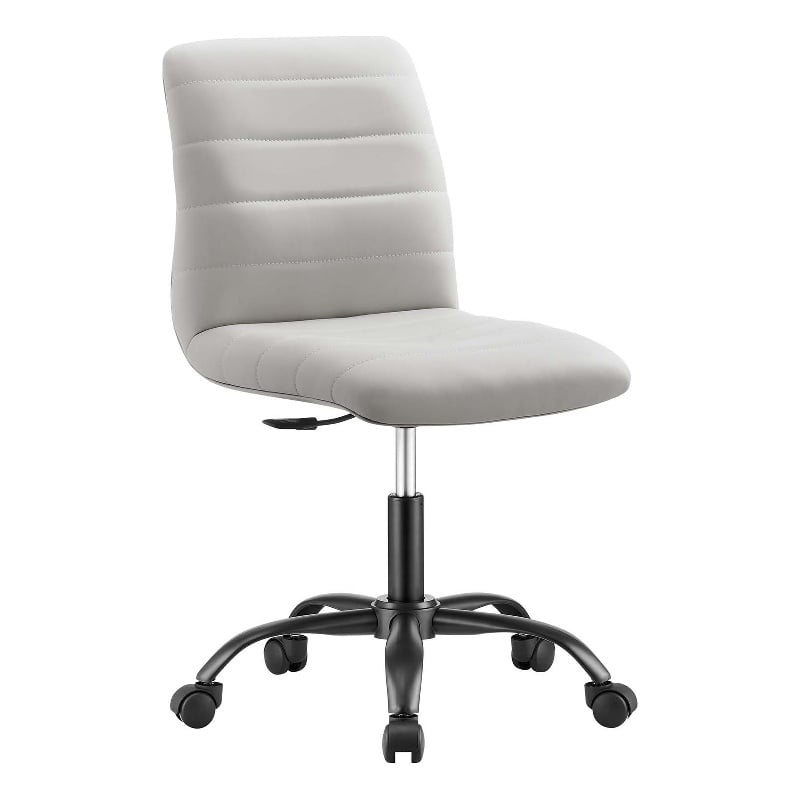 Modway Ripple Vegan Leather and Metal Office Armless Chair in Black/Light Gray