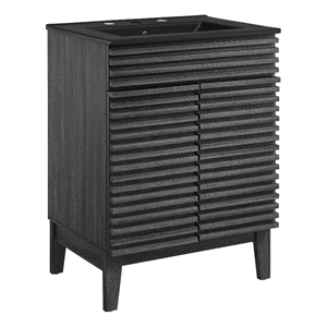 Modway Render 24&quot Particleboard and Laminate Bathroom Vanity in Charcoal/Black