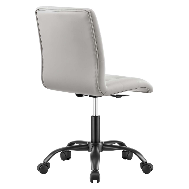Modway Prim Metal Vegan Leather Armless Office Chair in Black/Light Gray