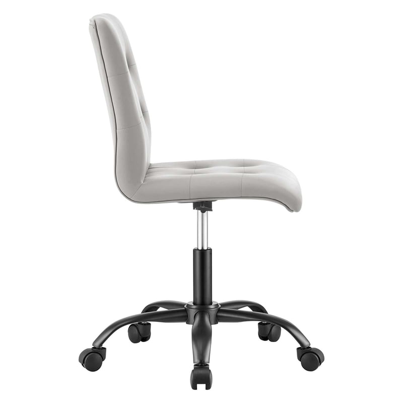 Modway Prim Metal Vegan Leather Armless Office Chair in Black/Light Gray