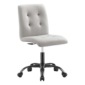 Modway Prim Metal Vegan Leather Armless Office Chair in Black/Light Gray