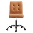 Modway Prim Metal Vegan Leather Armless Office Chair in Black/Tan